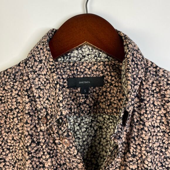 Diesel Mens S Long Sleeve Button Down Shirt Floral All Over Print Cotton - Picture 2 of 7